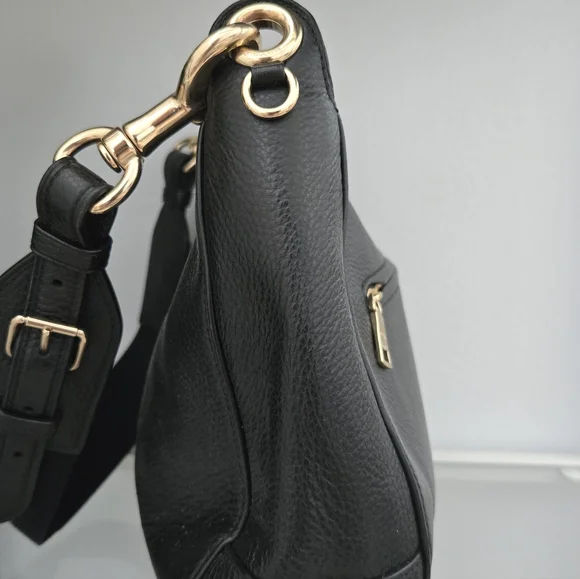 Coach Black Pebble Leather Hobo Satchel Bag with Gold Accents - Picture 7 of 10